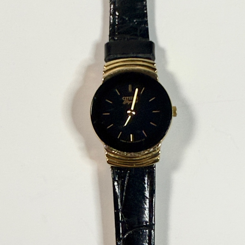 Citizen Black Leather Strap with Gold Buckle